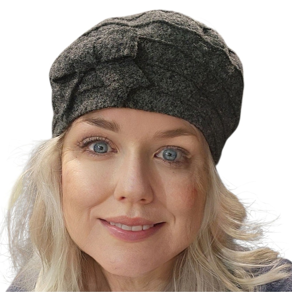 Italian Wool Blend Beret with‎ Bow — LDA Woman Collection, Made in Italy